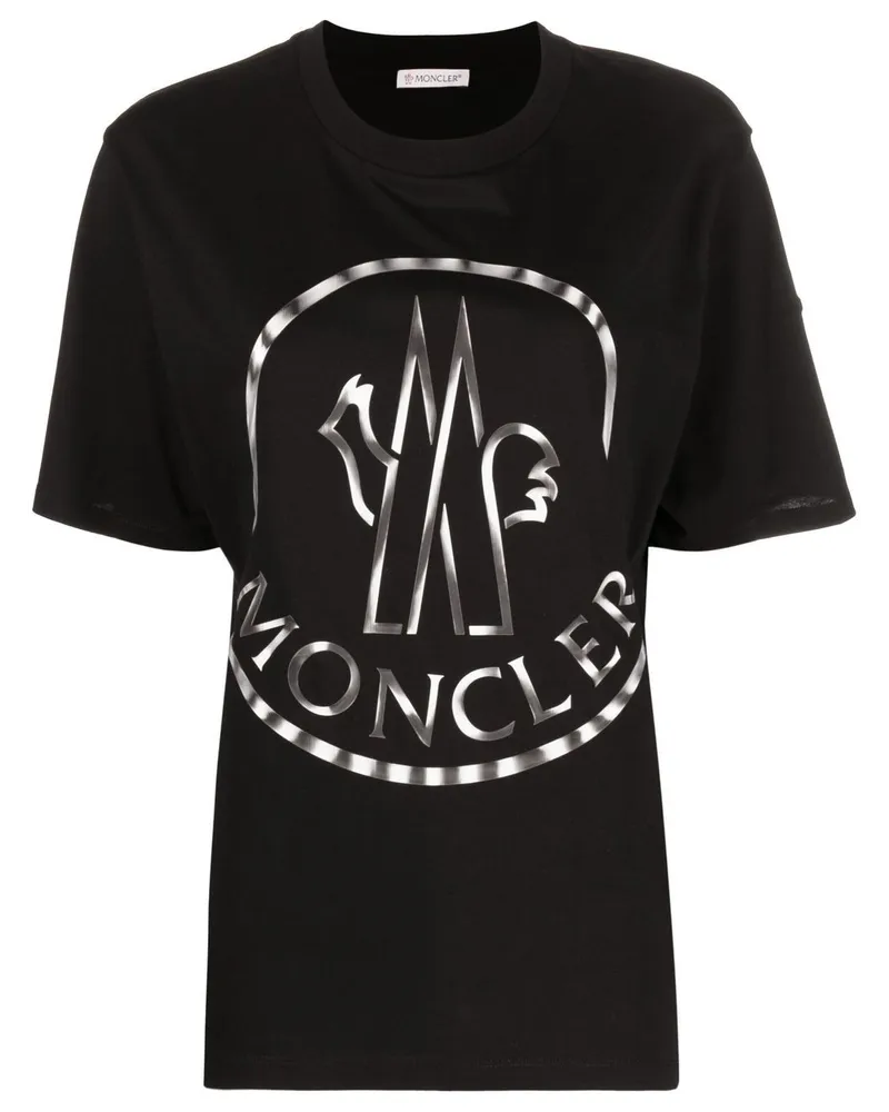 Moncler T-Shirt mit Logo-Print - Schwarz Schwarz