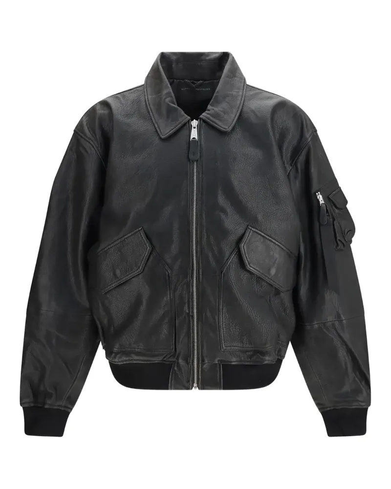 Alpha Industries CWU-36/P leather bomber jacket - Schwarz Schwarz