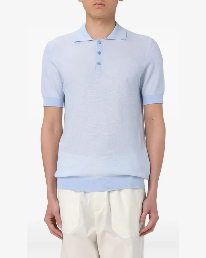 Paolo Pecora Milano Fein gestricktes Poloshirt - Blau Blau
