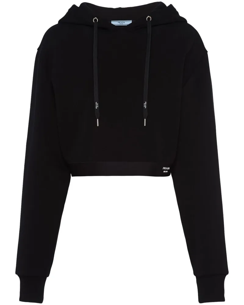 Prada Cropped-Hoodie mit Logo - Schwarz Schwarz