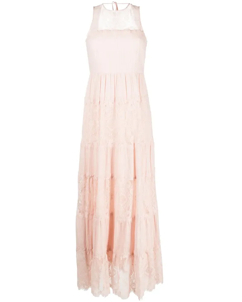 Twin-Set Kleid mit Spitzeneinsätzen - Rosa Rosa