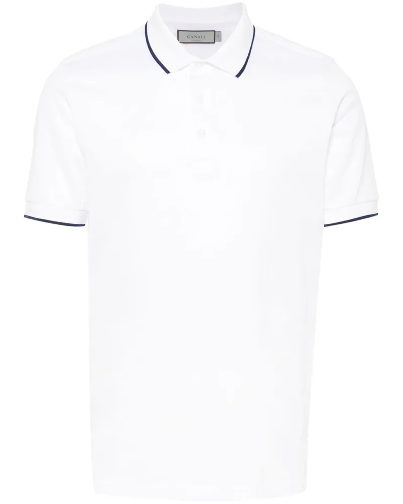 Canali Poloshirt mit Kontrastdetails - Weiß Weiß