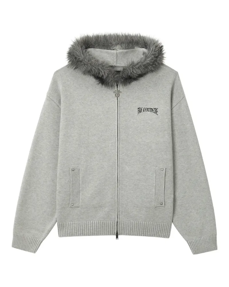 FIVE CM Intarsien-Hoodie mit Faux Fur-Besatz - Grau Grau