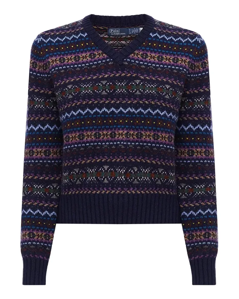 Ralph Lauren patterned V-neck sweater - Blau Blau