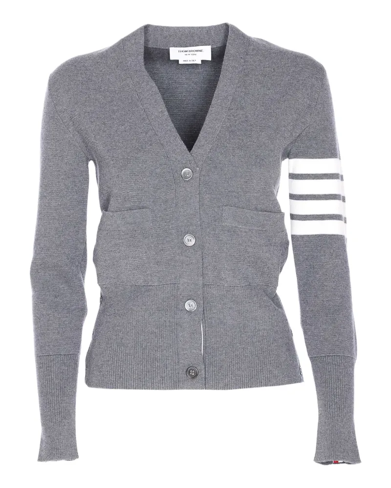 Thom Browne Cardigan mit vier gestreiften Taschen - Grau Grau