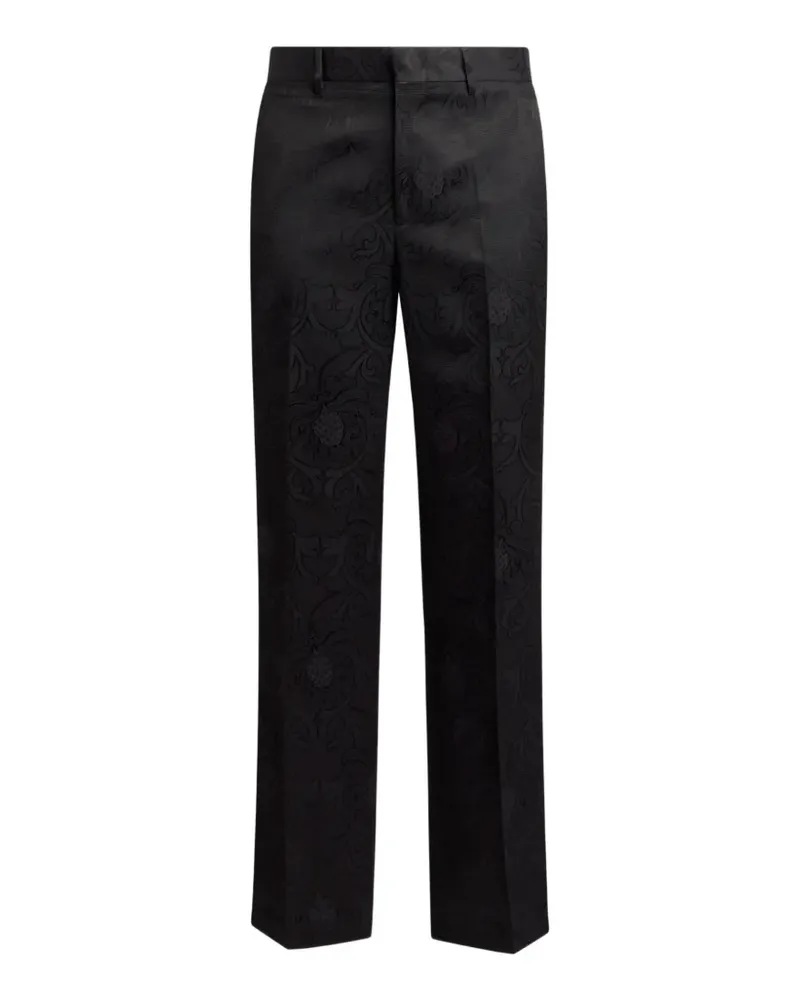 Etro Jacquardhose aus Baumwollgemisch mit Paisley-Motiv und geradem Bein - Schwarz Schwarz