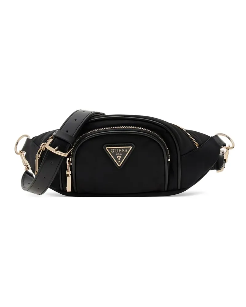 Guess Follie logo-plaque front-zip belt bag - Schwarz Schwarz