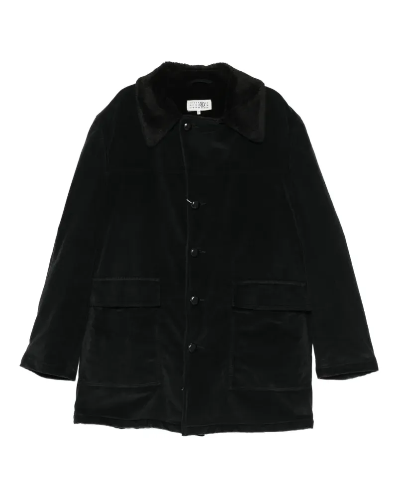 Maison Margiela Mantel mit Shearling-Kragen - Schwarz Schwarz