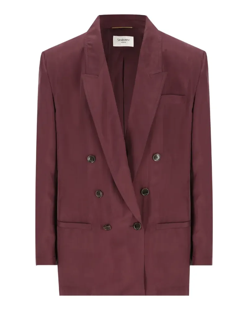 Saint Laurent Habotai double-breasted peak-lapel jacket - Rot Rot