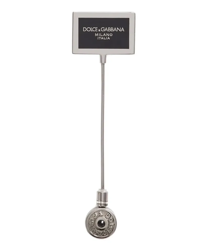 Dolce & Gabbana Anstecknadel mit Logo-Schild - Silber Silber