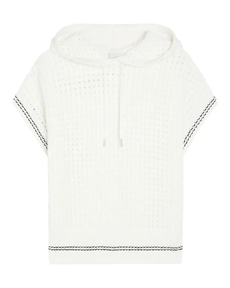 Varley Kurzärmeliger Vittoria Hoodie mit Lochstrickmuster - Weiß Weiß