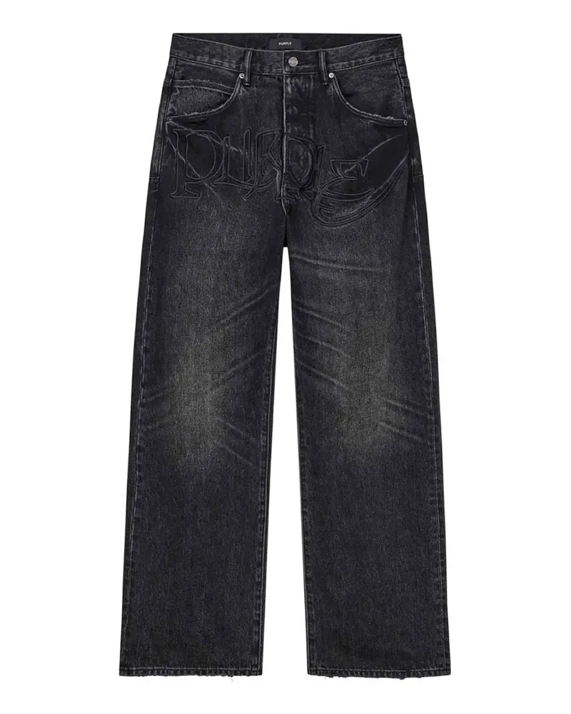 PURPLE BRAND embroidered-logo washed jeans - Schwarz Schwarz