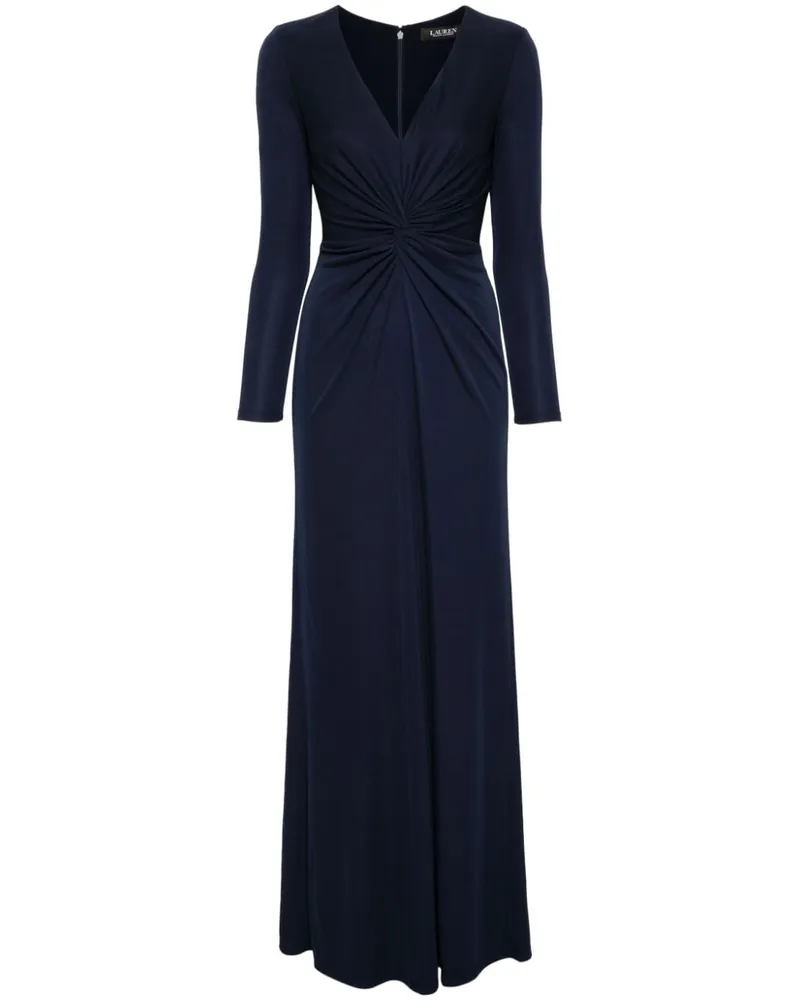 Ralph Lauren twisted V-neck gown Blau