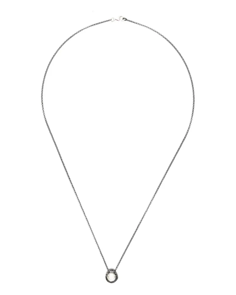 Rosa Maria Prasiolith Sterlingsilber-Halskette mit Diamanten - Schwarz Schwarz