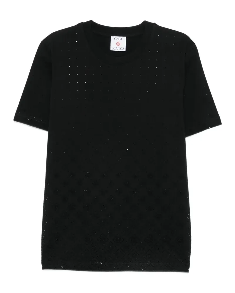 Casablanca Paris crystal-embellished monogram-pattern T-shirt - Schwarz Schwarz