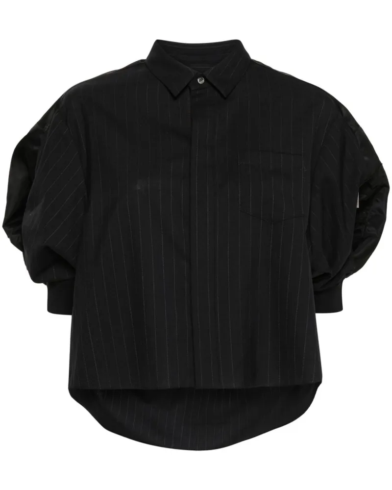 Sacai Cropped-Hemd mit Nadelstreifen - Blau Blau