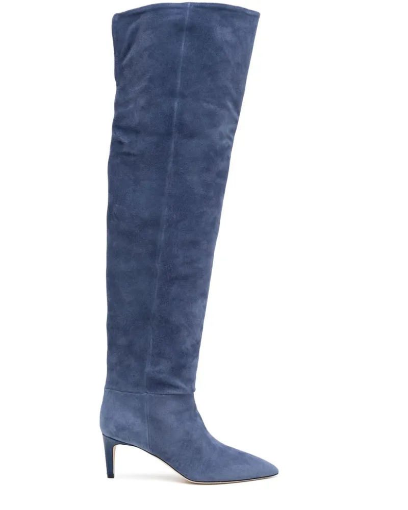 Paris Texas Kniehohe Wildlederstiefel 70mm Blau