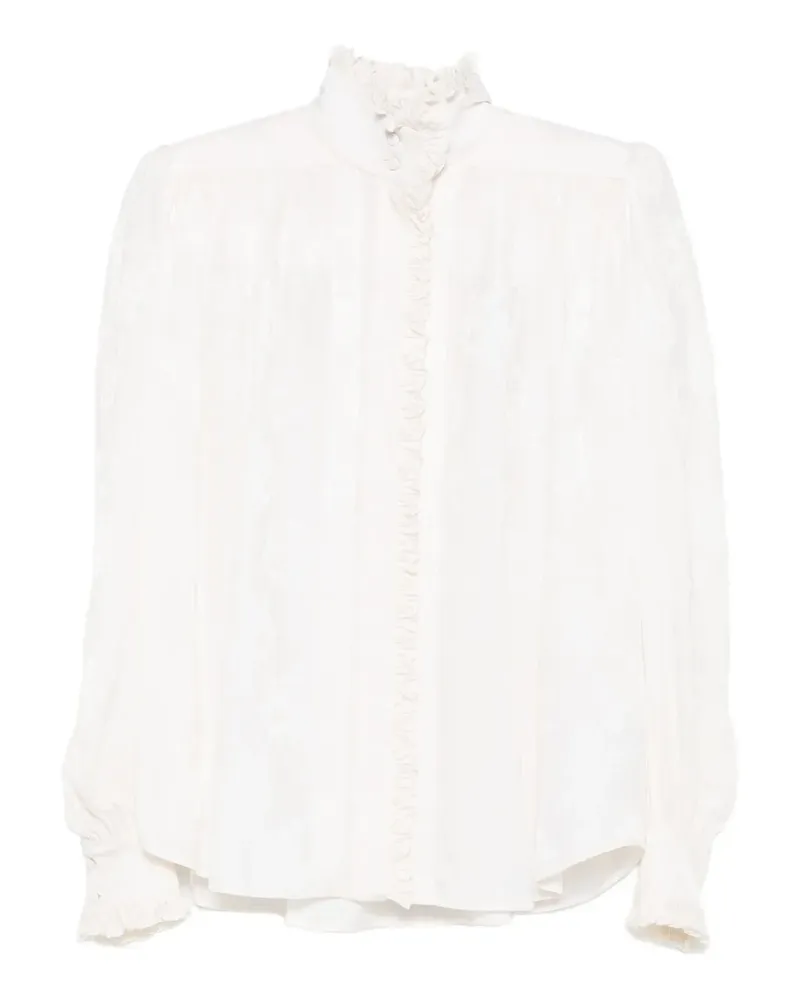 Chloé Gerüschte Bluse aus Jacquard - Weiß Weiß