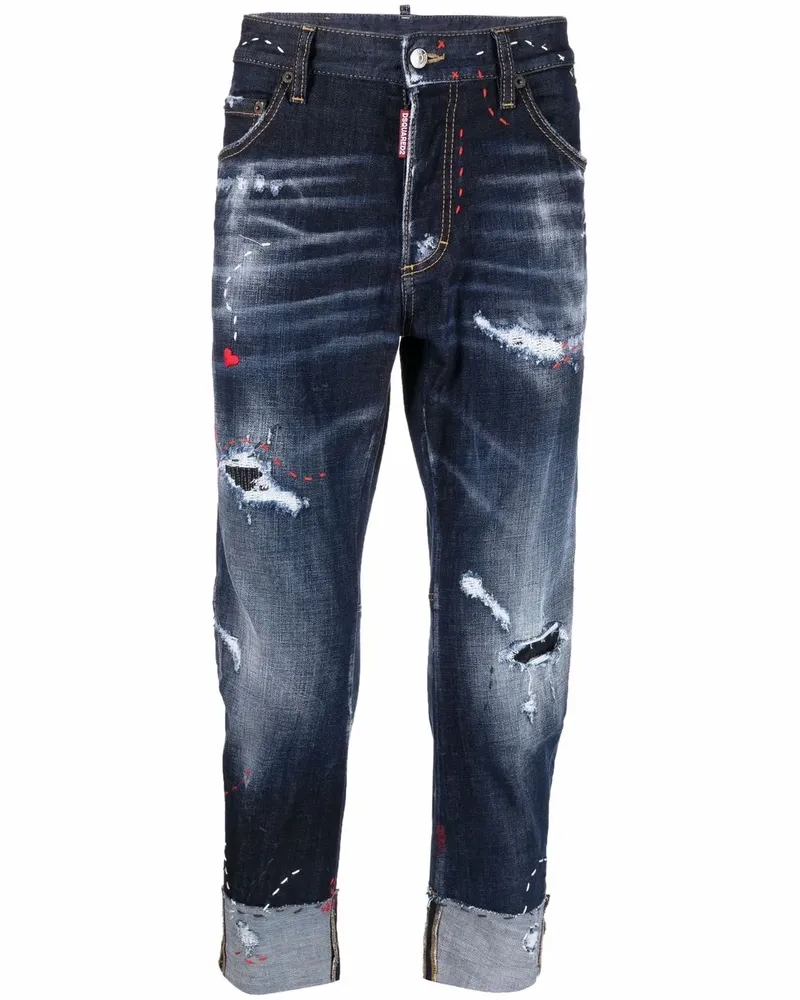 Dsquared2 Slim-Fit-Jeans im Distressed-Look - Blau Blau