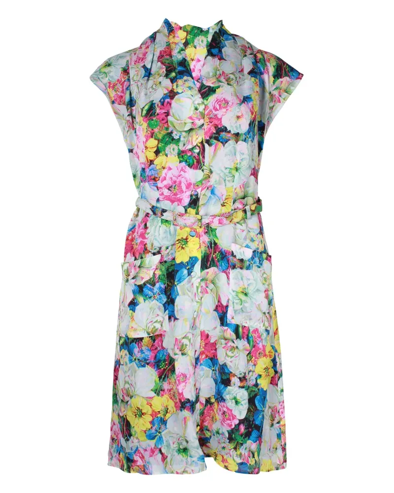 Erdem floral-print buttoned mini dress - Blau Blau