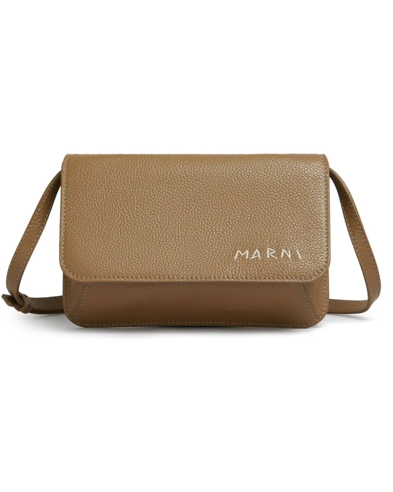 Marni Schultertasche mit Logo-Stickerei - Braun Braun