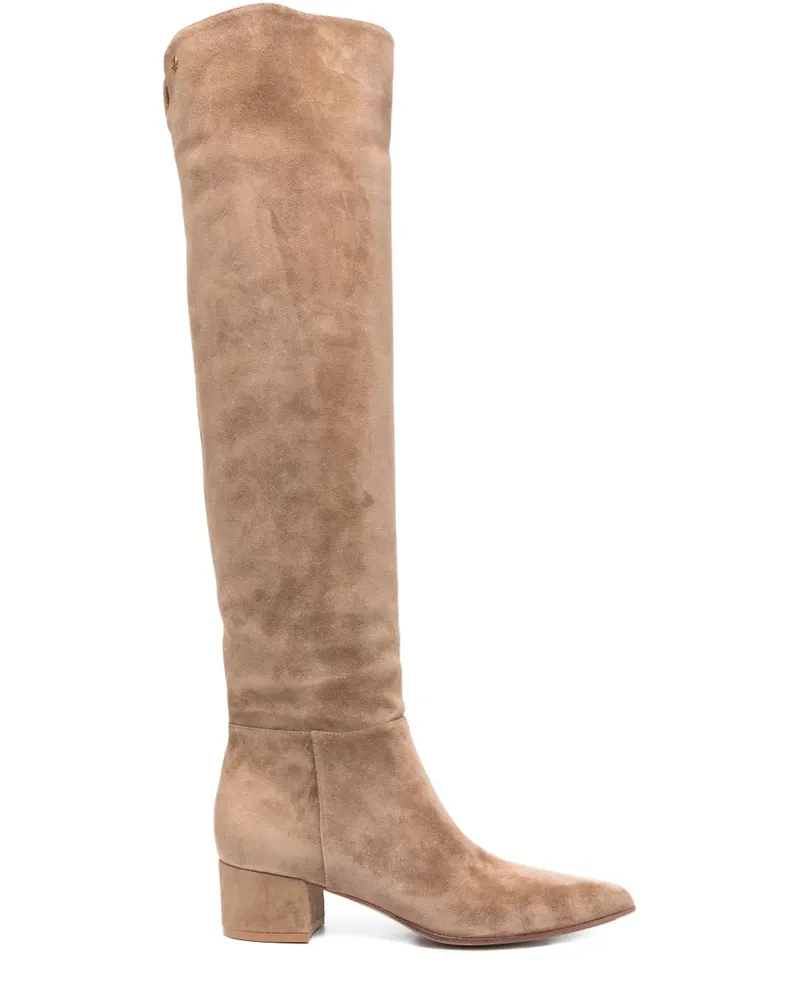 Gianvito Rossi Kniehohe Stiefel mit spitzer Kappe 40mm - Nude Nude