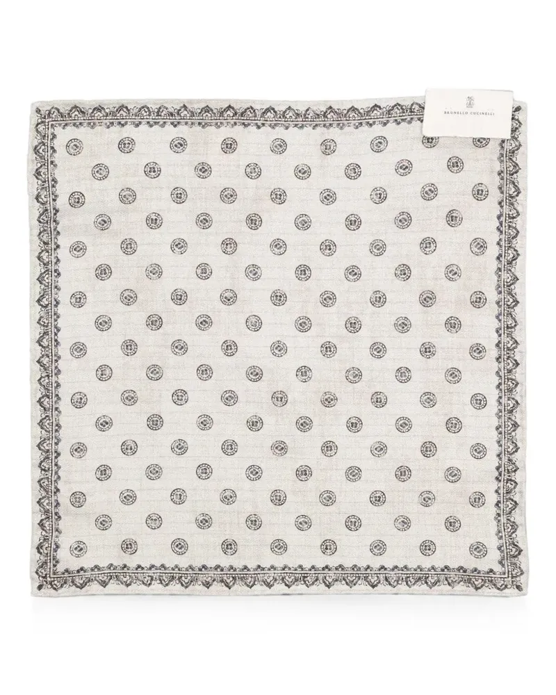 Brunello Cucinelli medallion-print pocket square - Nude Nude