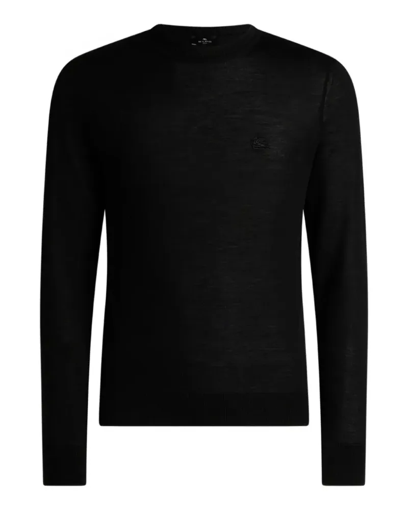 Etro wool and silk sweater with pegaso embroidery - Schwarz Schwarz