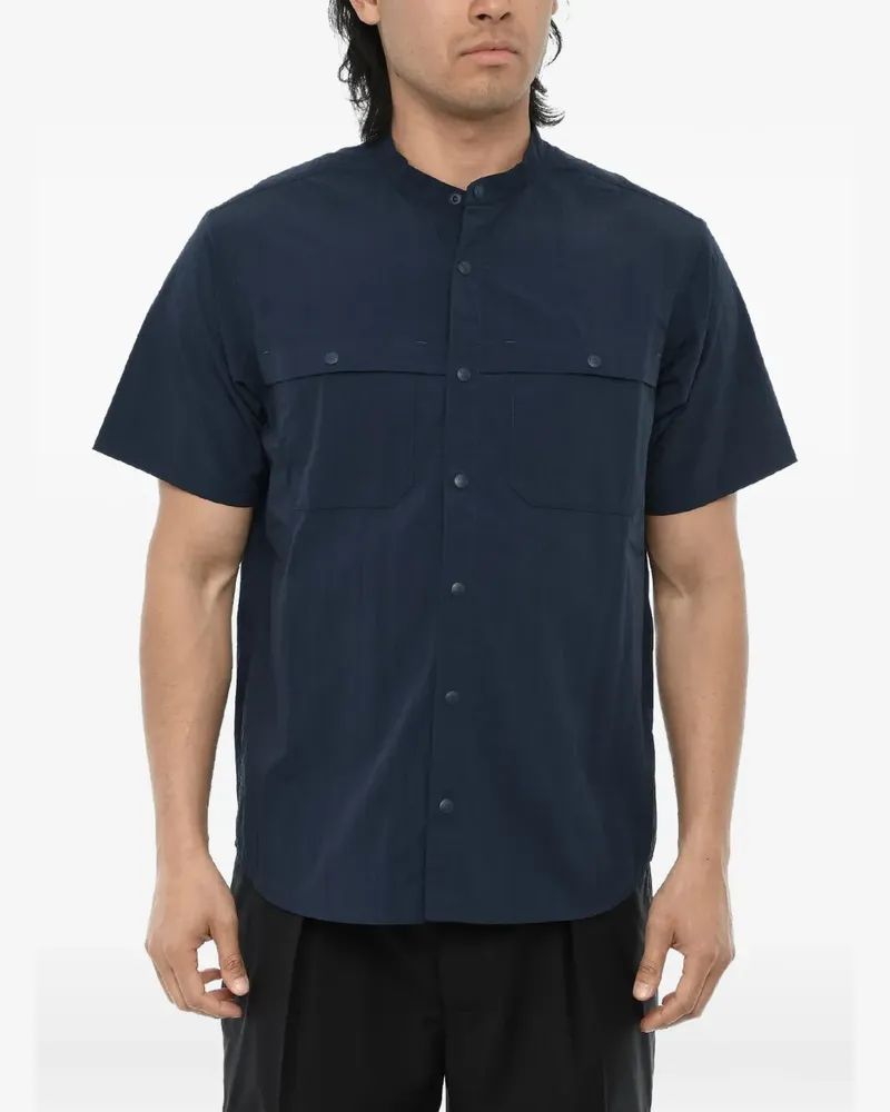 Woolrich short-sleeve mandarin-collar shirt - Blau Blau