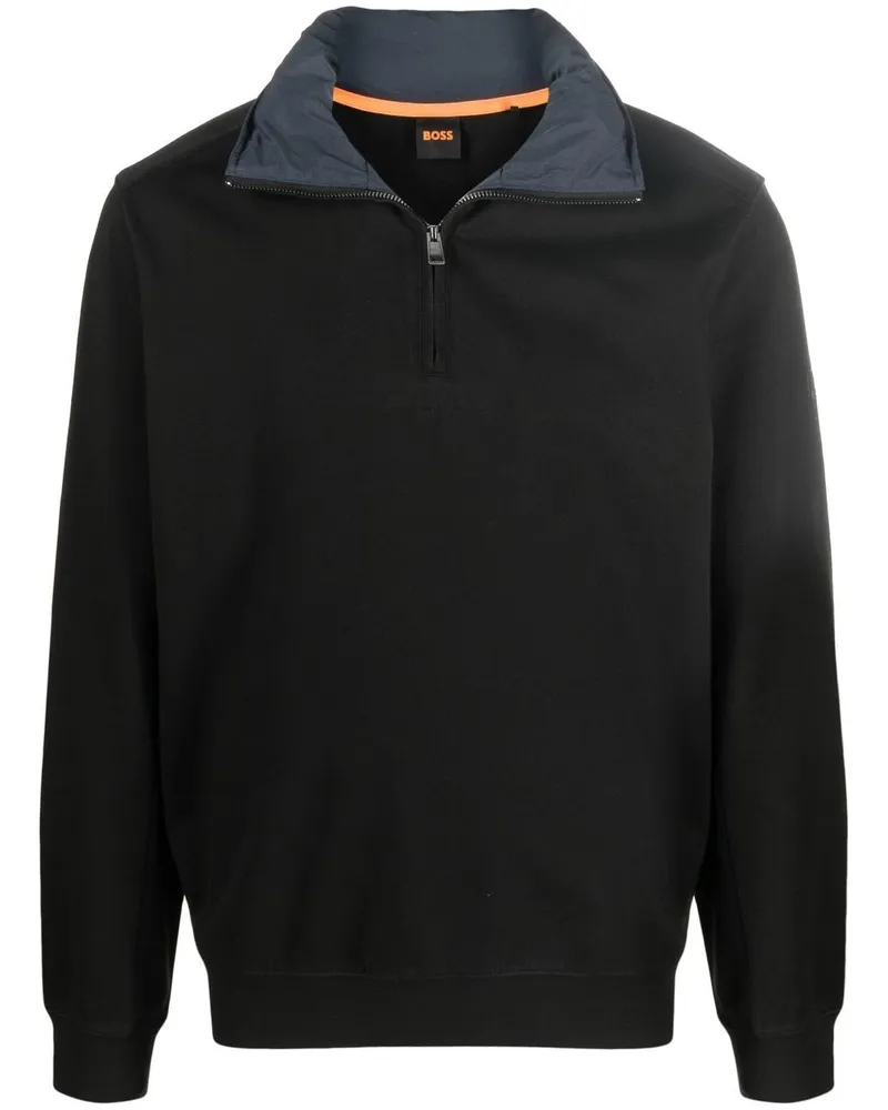HUGO BOSS Hoodie mit Stehkragen - Schwarz Schwarz