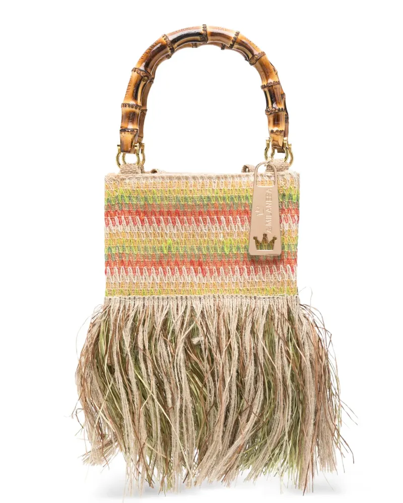 La Milanesa Begonia Tote Bag mit Fransen - Nude Nude