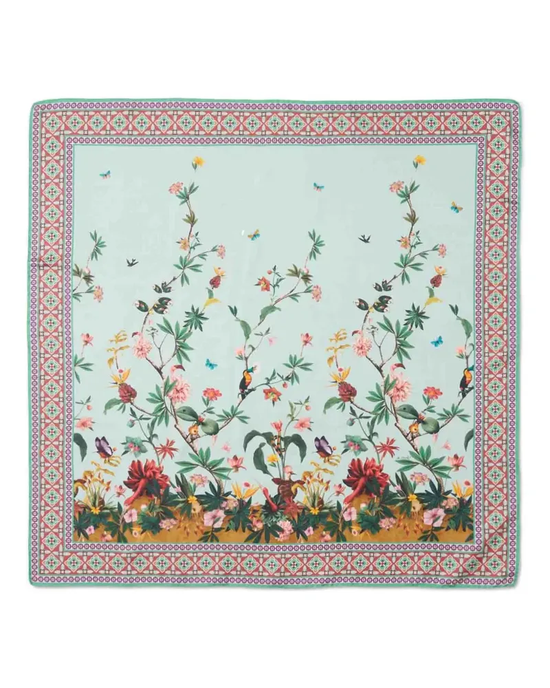 La DoubleJ Zooflora Placée Seidenschal - Blau Blau