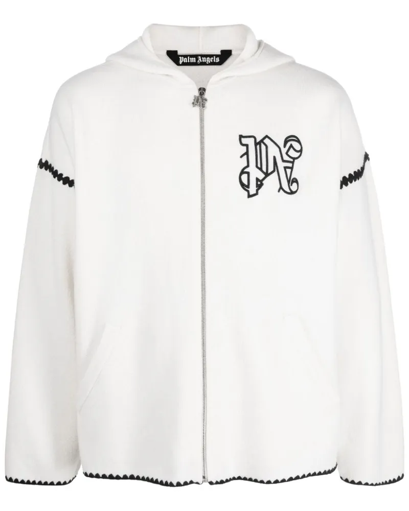 Palm Angels Hoodie mit Monogramm-Stickerei - Weiß Weiß