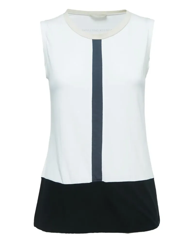 Max Mara Bluse in Colour-Block-Optik - Weiß Weiß