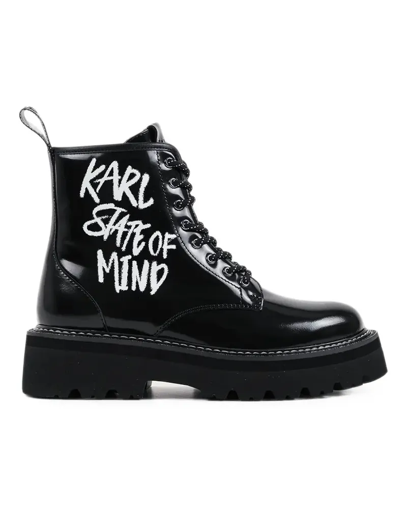 Karl Lagerfeld Schnürstiefel mit Slogan-Print - Schwarz Schwarz