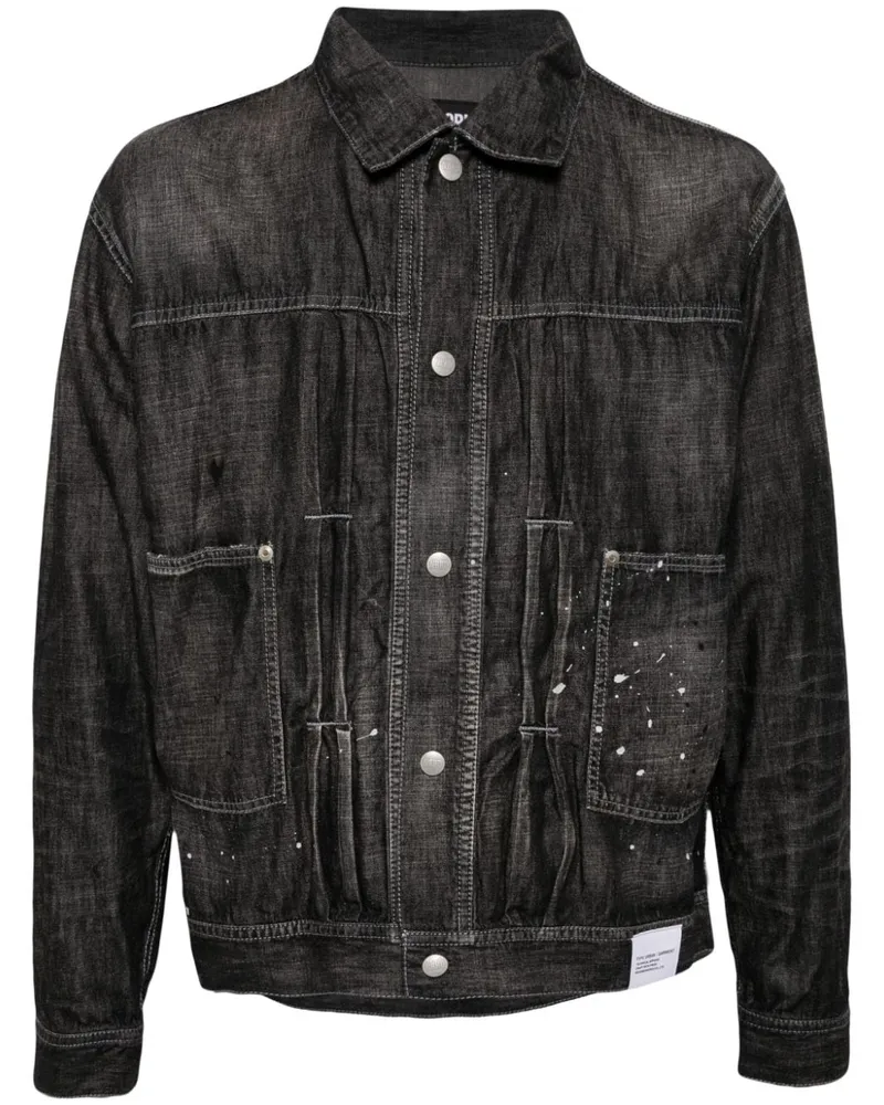 Neighborhood Jeansjacke mit Farbklecks-Print - Schwarz Schwarz