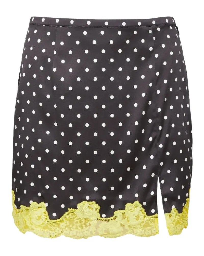 Fleur Du Mal Juliet Minirock mit Polka Dots und Spitzenbesatz - Schwarz Schwarz