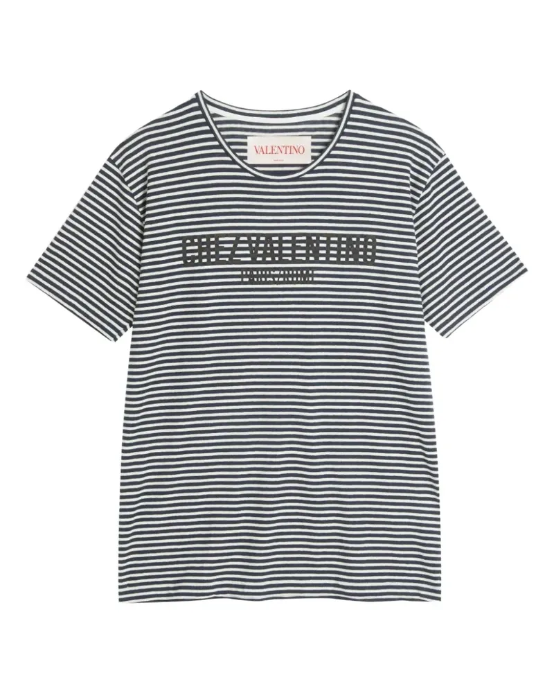 Valentino Garavani Gestreiftes T-Shirt mit Chez-Print - Schwarz Schwarz