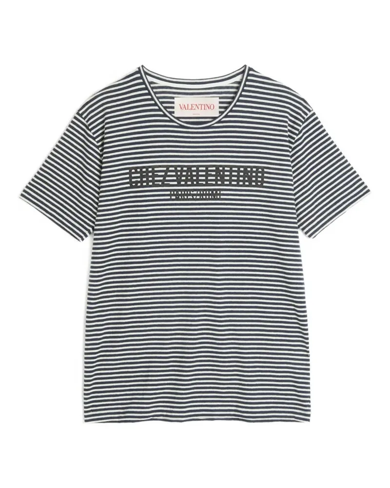 Valentino Garavani Gestreiftes T-Shirt mit Chez-Print - Schwarz Schwarz