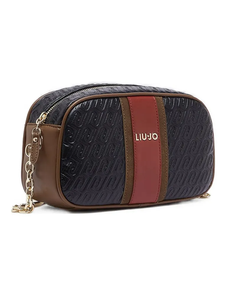 Liu Jo Mittelgroße Umhängetasche mit Monogramm-Prägung - Schwarz Schwarz