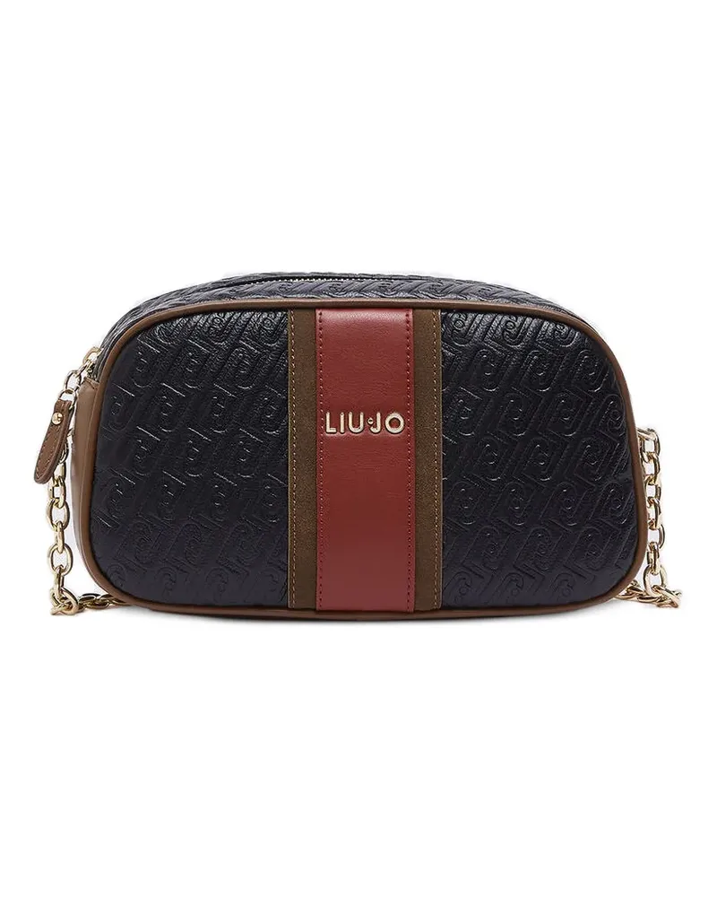 Liu Jo Mittelgroße Umhängetasche mit Monogramm-Prägung - Schwarz Schwarz