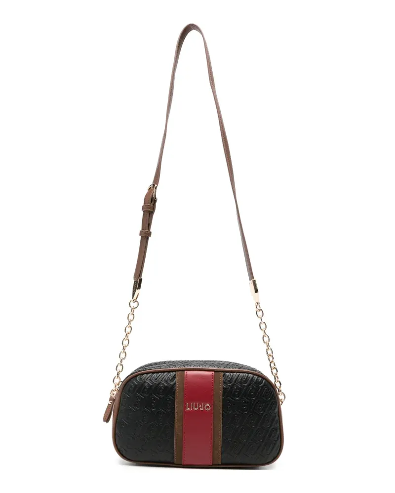 Liu Jo Mittelgroße Umhängetasche mit Monogramm-Prägung - Schwarz Schwarz