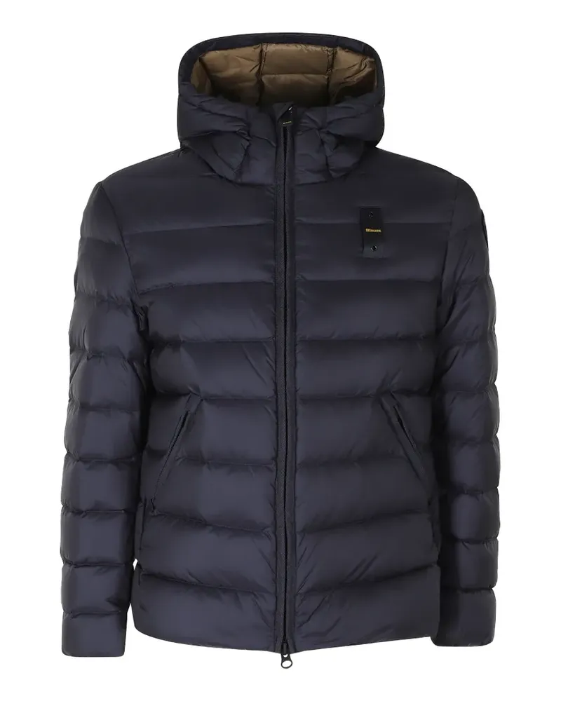 Blauer Gesteppte Kapuzenjacke Blau