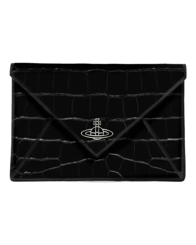 Vivienne Westwood Orb Clutch mit Kroko-Optik - Schwarz Schwarz