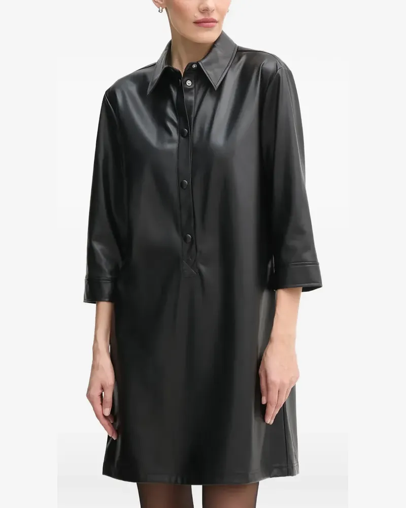 Benetton button-up shirt mini dress - Schwarz Schwarz