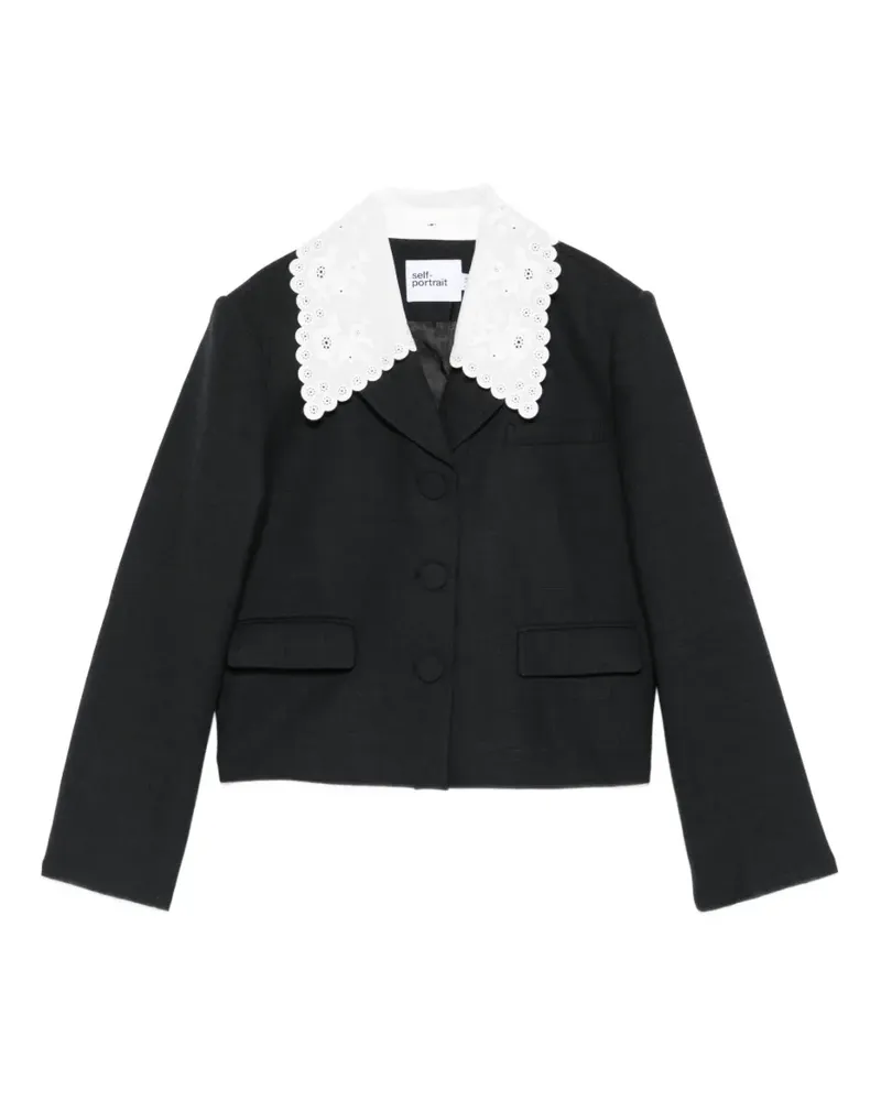Self-Portrait Jacke mit besticktem Kragen - Grau Grau
