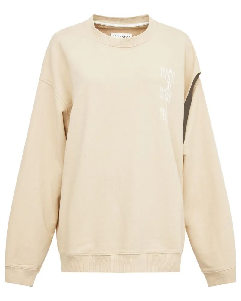 Maison Margiela Cut-Out-Sweatshirt mit Nummern-Motiv Nude