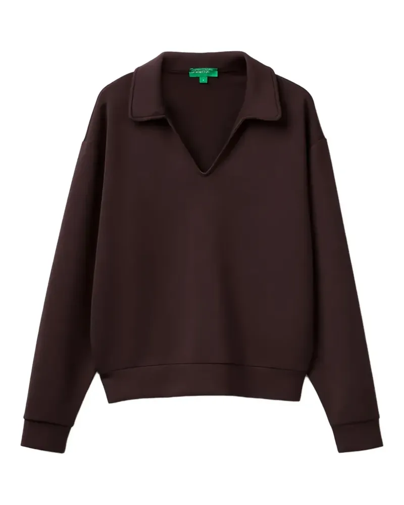 Benetton Langärmeliges T-Shirt mit Poloshirtkragen - Braun Braun