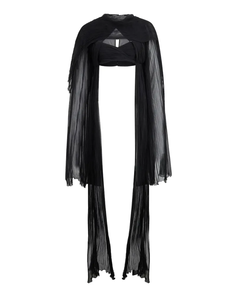 Alberta Ferretti Plissiertes Oberteil aus Seidenchiffon - Schwarz Schwarz