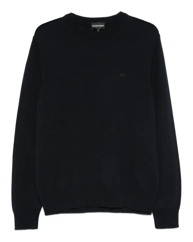 Emporio Armani logo-embroidered crew-neck sweater - Blau Blau
